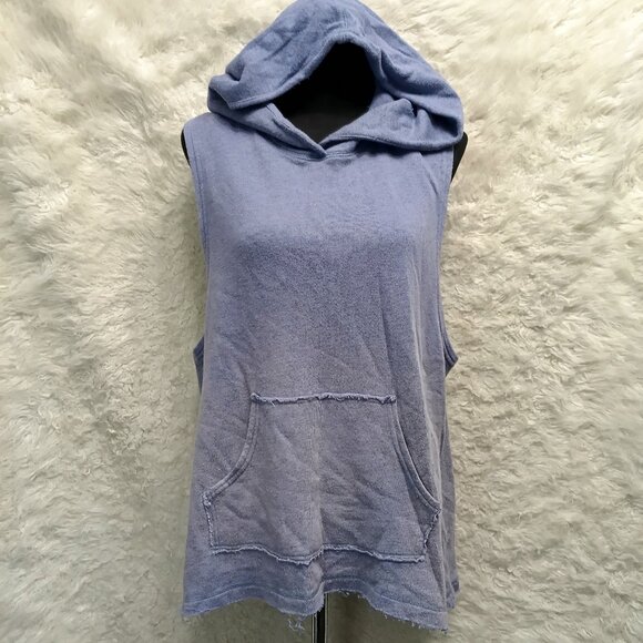 Free People Women's Purple Sleeveless Hoodie Drawstring Pockets Size S - Picture 1 of 7
